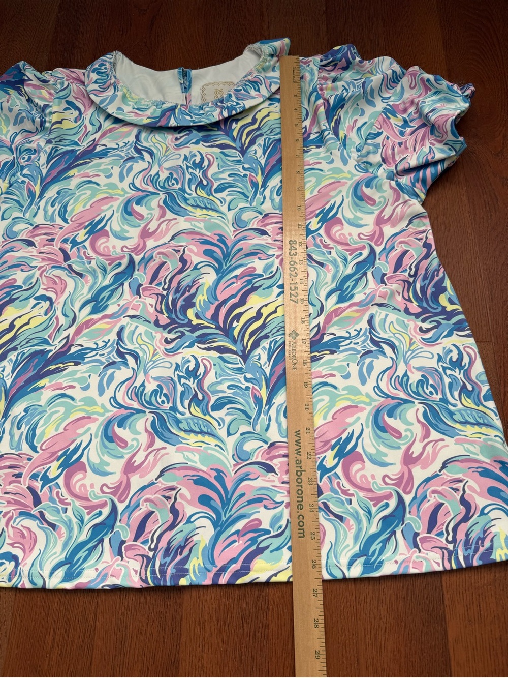 Simply Southern Abstract Swirl Puff Sleeve Ruffle Top XL - Picture 10 of 10